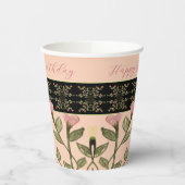 Koraal en roze bloemig papieren bekers (Links)