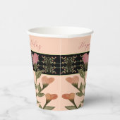 Koraal en roze bloemig papieren bekers (Rechts)