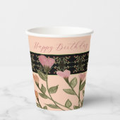 Koraal en roze bloemig papieren bekers (Voorkant)