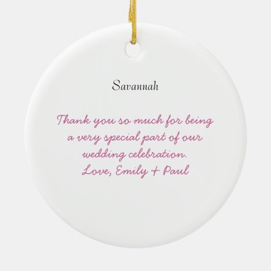 Koraal- en roze bruidbruinkoolbridesmaïde bruiloft keramisch ornament (Achterkant)