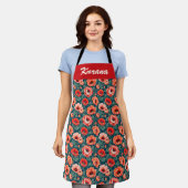 Koraal en Roze Chinoiserie Schort (Gedragen)