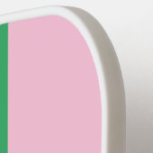 Koraal en roze en groene strepen pickleball paddle (Links Detail)