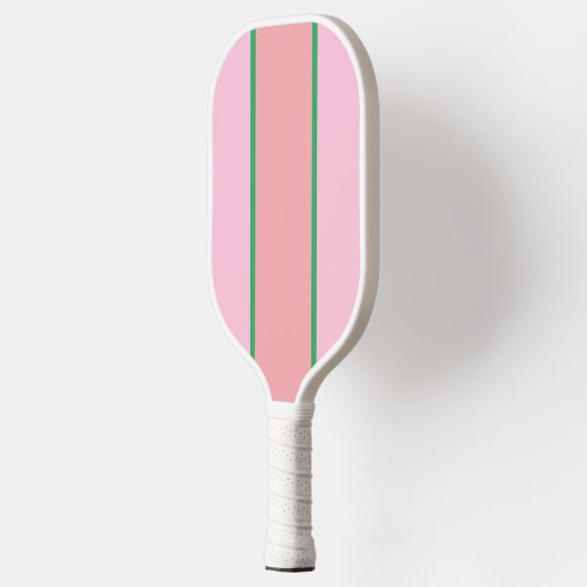 Koraal en roze en groene strepen pickleball paddle (Links)