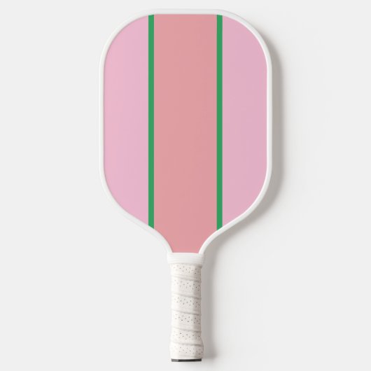 Koraal en roze en groene strepen pickleball paddle (Voorkant)