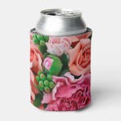Koraal- en roze Rozen bloemen Blikjeskoeler (Blikje Voorkant)
