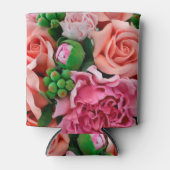 Koraal- en roze Rozen bloemen Blikjeskoeler (Voorkant)
