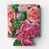 Koraal- en roze Rozen bloemen Blikjeskoeler (Achterkant)
