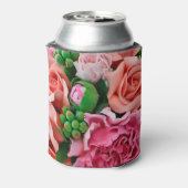 Koraal- en roze Rozen bloemen Blikjeskoeler (Blikje Achterkant)