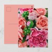 Koraal- en roze Rozen bloemen Briefkaart (Voorkant / Achterkant)