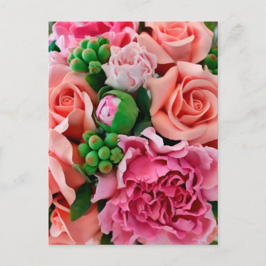 Koraal- en roze Rozen bloemen Briefkaart (Voorkant)