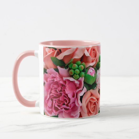 Koraal- en roze Rozen bloemen Mok (Links)