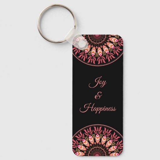 Koraal en roze Sleutelhanger Mandala (Voorkant)