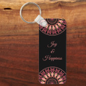 Koraal en roze Sleutelhanger Mandala (Voorkant)