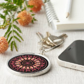 Koraal en roze Sleutelhanger Mandala (Zijkant)