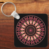 Koraal en roze Sleutelhanger Mandala (Voorkant)