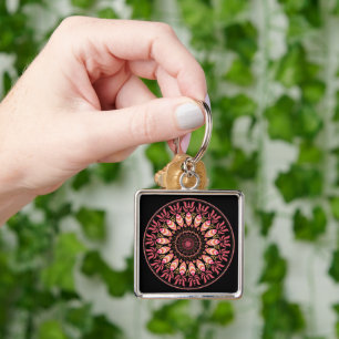 Koraal en roze Sleutelhanger Mandala