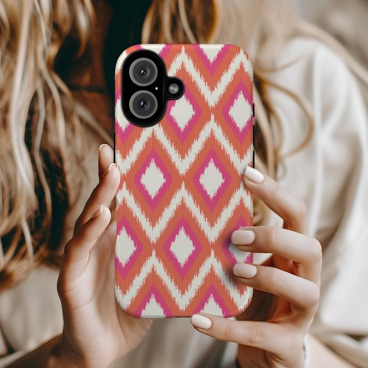 Koraal en roze tribal Ikat Case-Mate iPhone Case