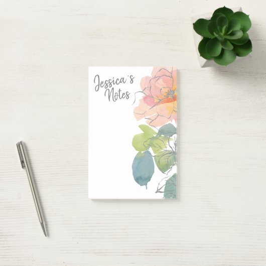 Koraal en roze Waterverf Post-it® Notes (Kantoor)