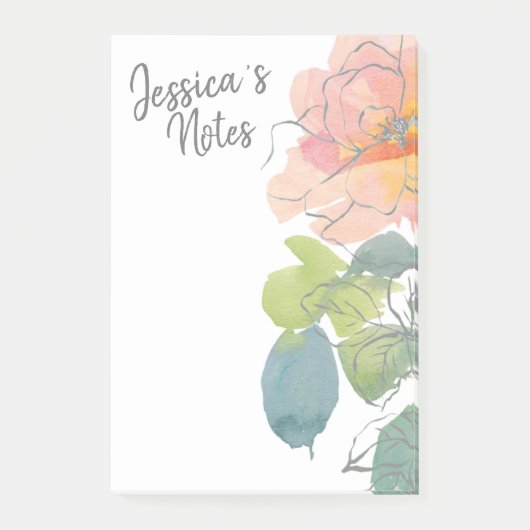 Koraal en roze Waterverf Post-it® Notes (Voorkant)