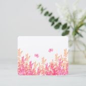 Koraal en roze wilde bloemButterfly Weddenschap RS RSVP Kaartje (Staand voorkant)