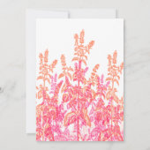 Koraal en roze wilde bloemen bruiloft kaart (Achterkant)