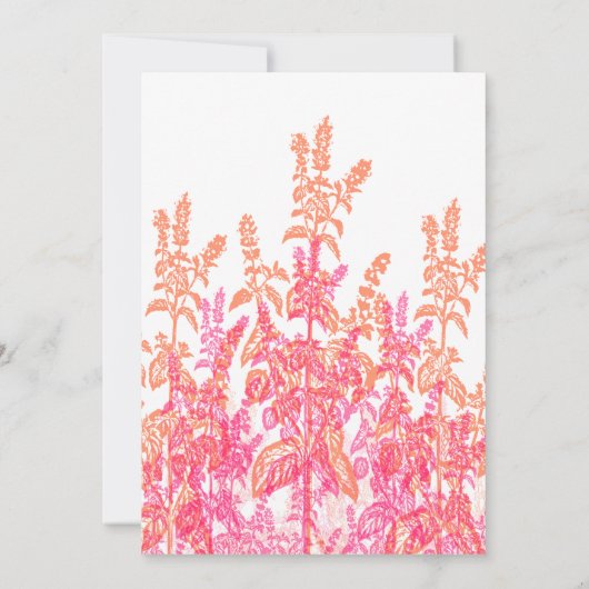 Koraal en roze wilde bloemen bruiloft kaart (Achterkant)