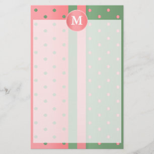 Koraal en Sage Green Polka Dots Briefpapier