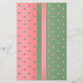 Koraal en Sage Green Polka Dots Briefpapier (Achterkant)