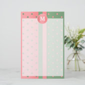 Koraal en Sage Green Polka Dots Briefpapier (Staand voorkant)