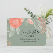 Koraal en Salie - Romantische 'Save the Date'-kaar Save The Date (Staand voorkant)