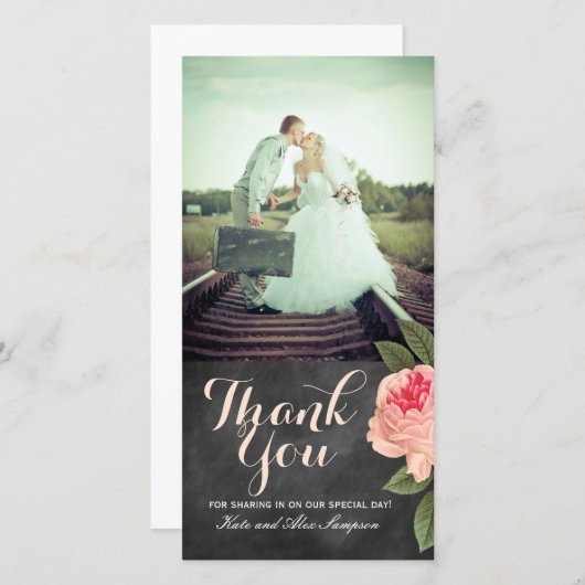 Koraal en schoolbord Dank u fotokaart (4x8) Bedankkaart