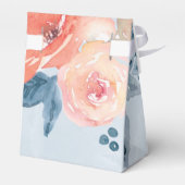 Koraal en Stusty Blue Floral Weddenschap Bedankt Bedankdoosjes (Achterkant)