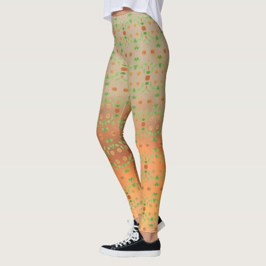 Koraal en Taupe Patterned Leggings (Links)