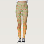 Koraal en Taupe Patterned Leggings (Voorkant)