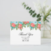 Koraal en Teal Bloem Briefkaart (Staand voorkant)