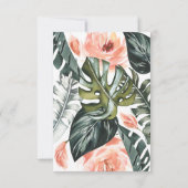 Koraal en tropisch blad loof bruiloft R.S.V.P RSVP Kaartje (Achterkant)