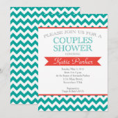 Koraal en turkooizen Vrijgezellenfeest van paren Kaart (Voorkant / Achterkant)