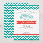 Koraal en turkooizen Vrijgezellenfeest van paren Kaart (Voorkant / Achterkant)