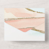 Koraal en Turquoise Alcohol Ink Agate Wedding All In One Uitnodiging (Achterkant)