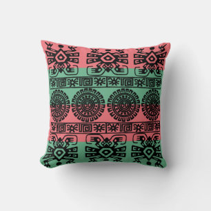 Koraal en Turquoise Aztec Pattern Pillow Kussen