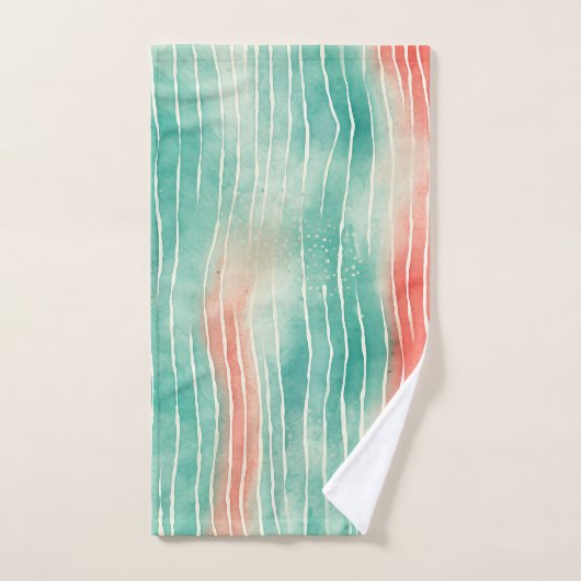 Koraal en Turquoise Bad Handdoek (Handdoek)