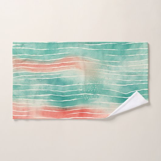 Koraal en Turquoise Bad Handdoek (Handdoek)