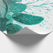 Koraal en Turquoise Floral Cadeaupapier (Hoek)