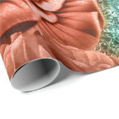 Koraal en Turquoise Floral Cadeaupapier (Rol Hoek)