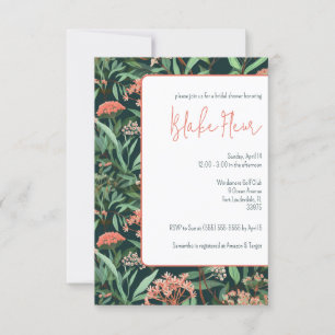 Koraal en Turquoise Milkweed Floral Vrijgezellenfe Kaart