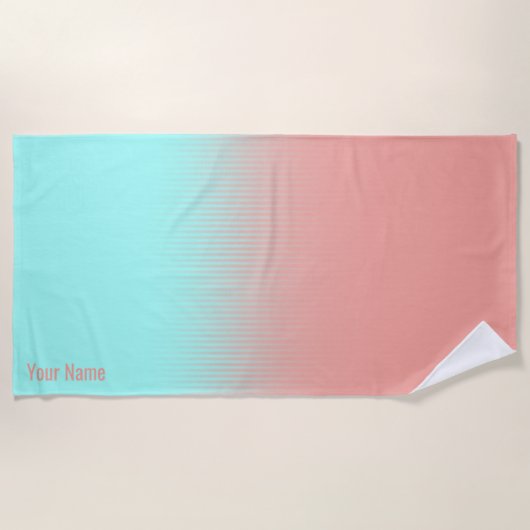 Koraal en Turquoise Strandlaken (Voorkant)