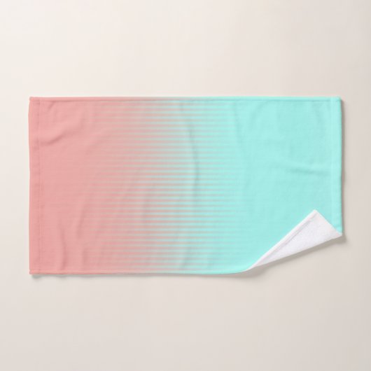 Koraal en Turquoise Striped Bad Handdoek (Handdoek)