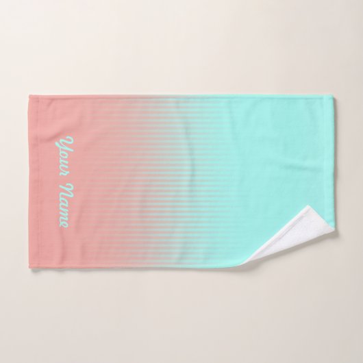 Koraal en Turquoise Striped Bath Bad Handdoek (Handdoek)