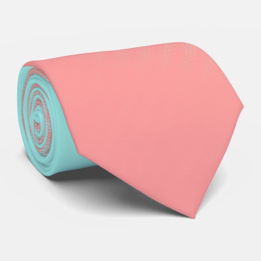 Koraal- en Turquoise Stripes Stropdas (Opgerold)