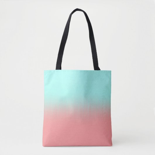 Koraal- en Turquoise Stripes Tote Bag (Voorkant)